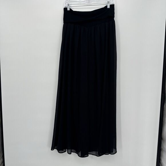 Belle Gray by Lisa Rinna Black Foldover Long Maxi Skirt Size Medium Y2k - Picture 1 of 10